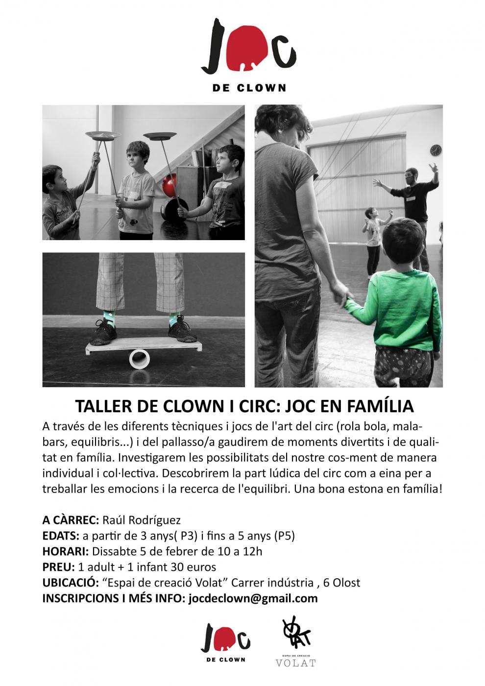 Taller de Clown en família, per a infants de 3 a 5 anys